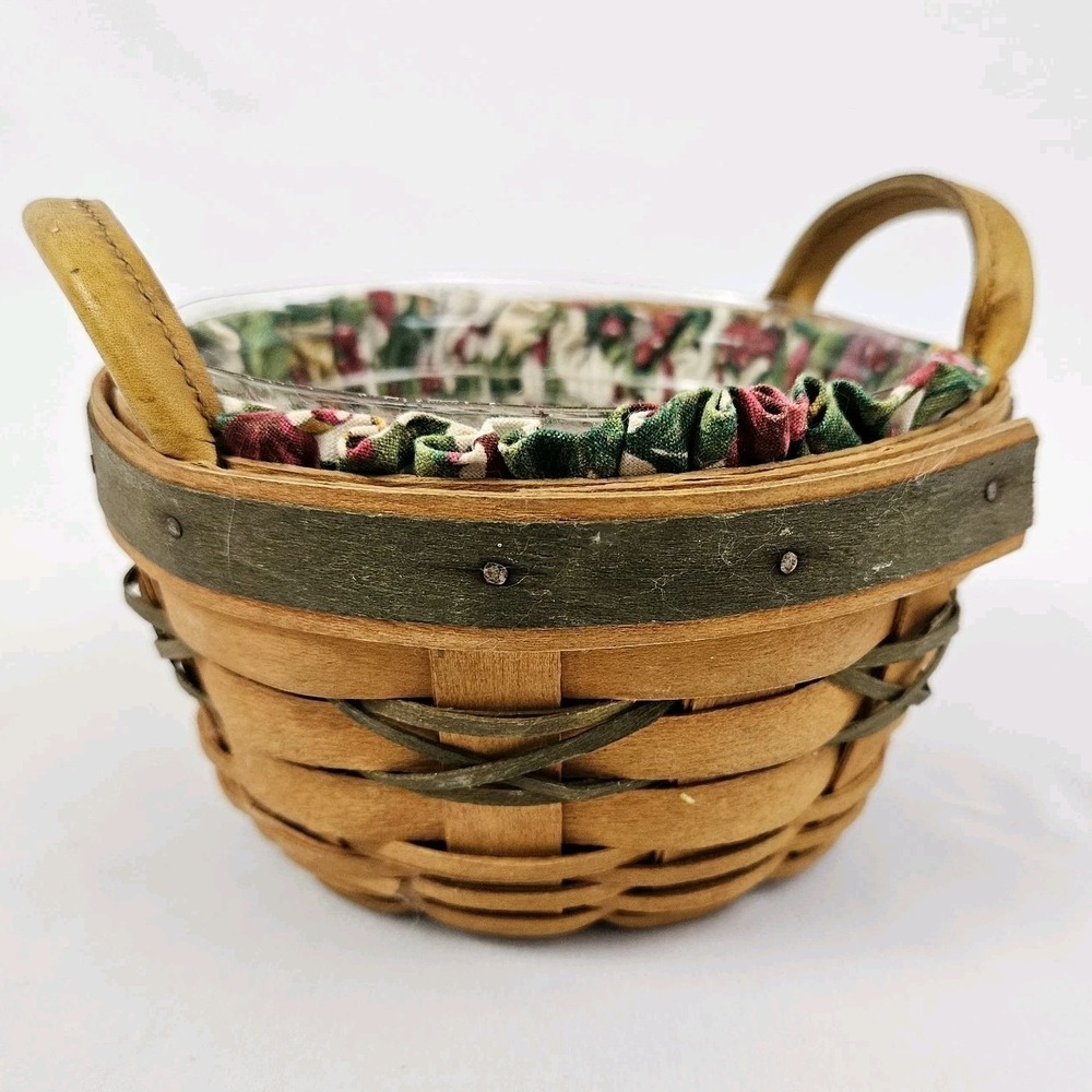 Vintage Longaberger Mini Tree Trimmings Basket 1999 Protector Liner Christmas
